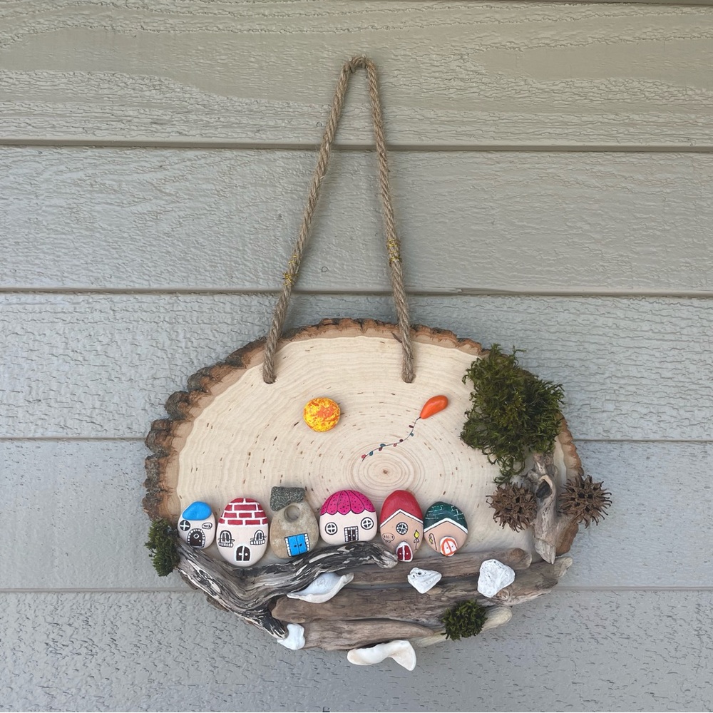 One-of-a-Kind Handmade Walnut Wood Wall Hanging | Natural Porch & Door Decor